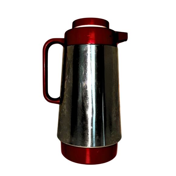 Vintage Corning Thermique Red & Chrome Carafe 10” Mid Century Coffee Server - Picture 8 of 12